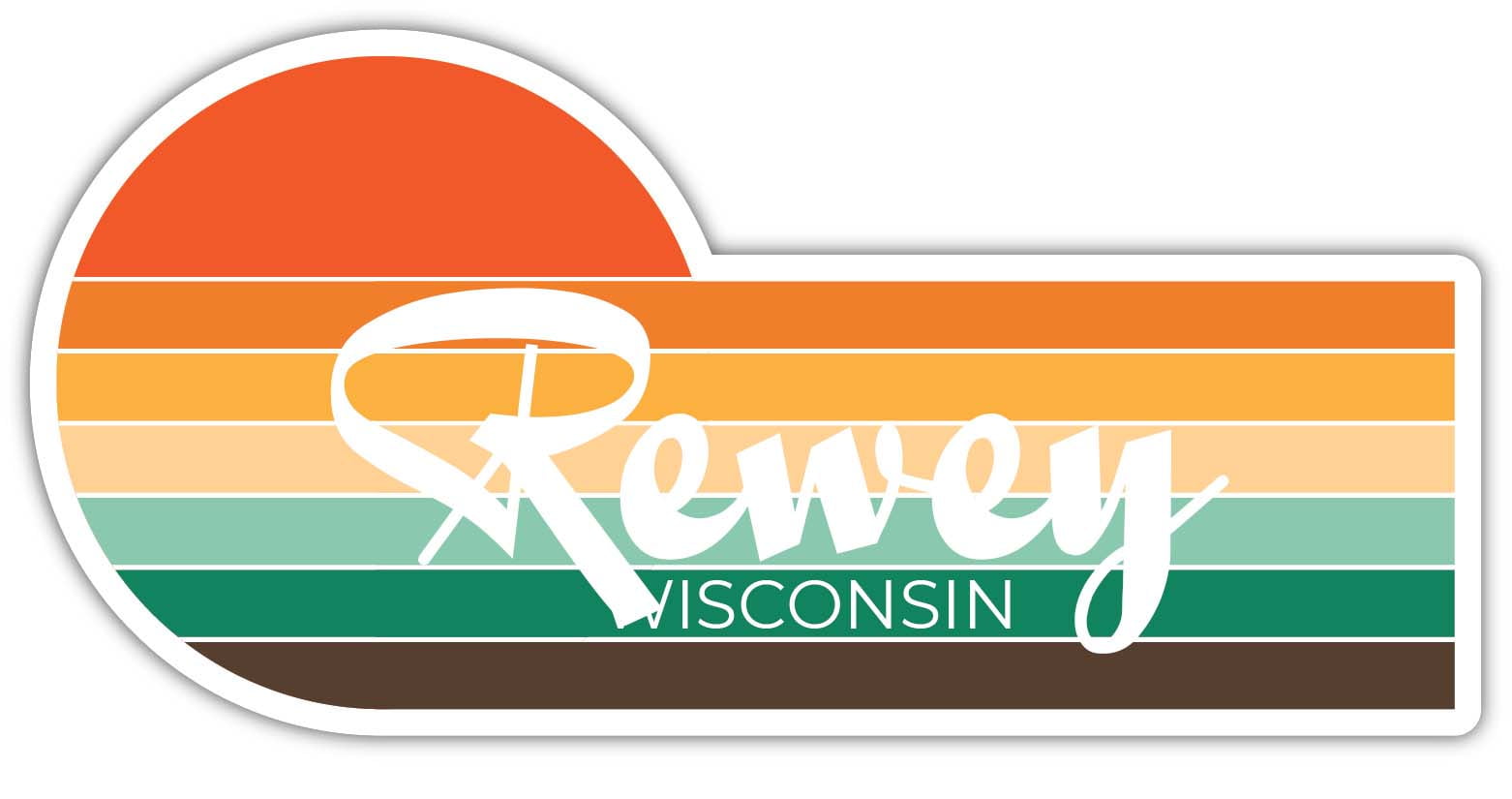 Rewey Wisconsin 2 x 1.25 Inch Sticker Retro Vintage Sunset City 70s