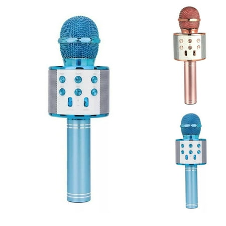 WS858 Microphone Bluetooth Microphone Wireless Handheld Smartphone Singing Speaker Microphone For Home KTV Outdoor Party  Blue