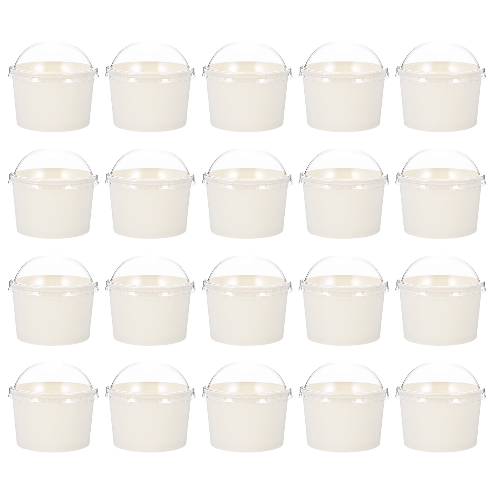 50 Sets Disposable Yogurt Bowl Paper Ice Cream Cups Bowls Lidded Cake