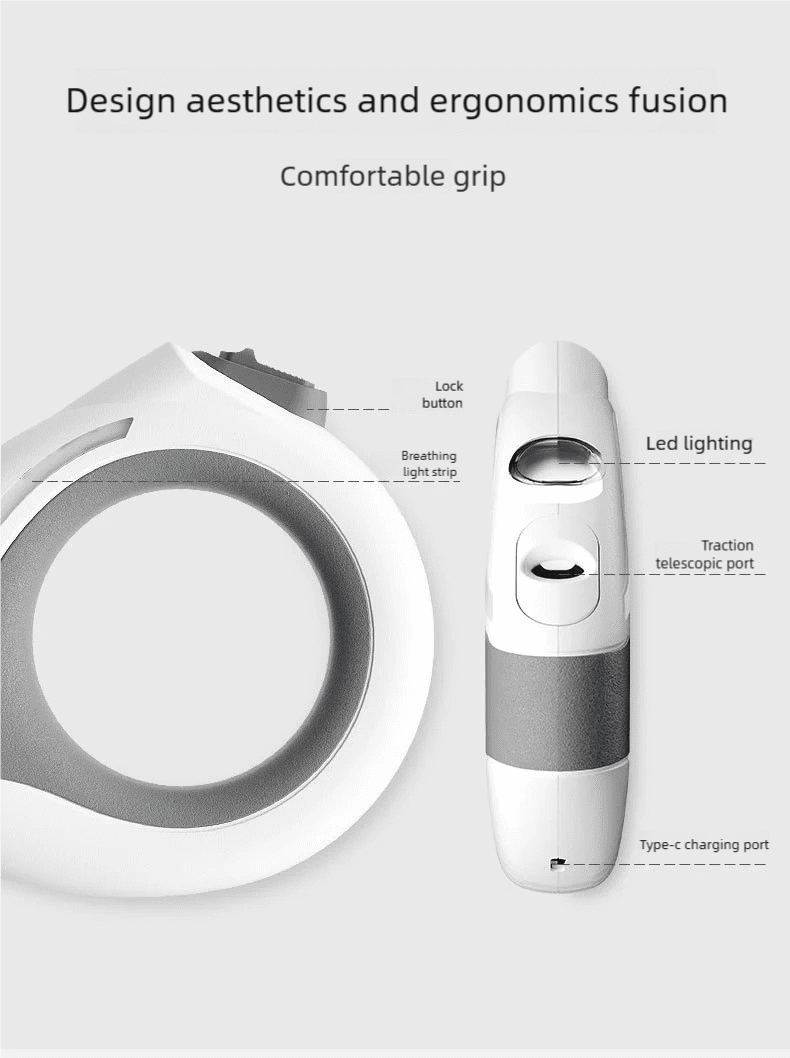 LED Ring - Shaped Retractable Dog Leash - Glow - in - the - Dark Pet Leash for Walking Dogs