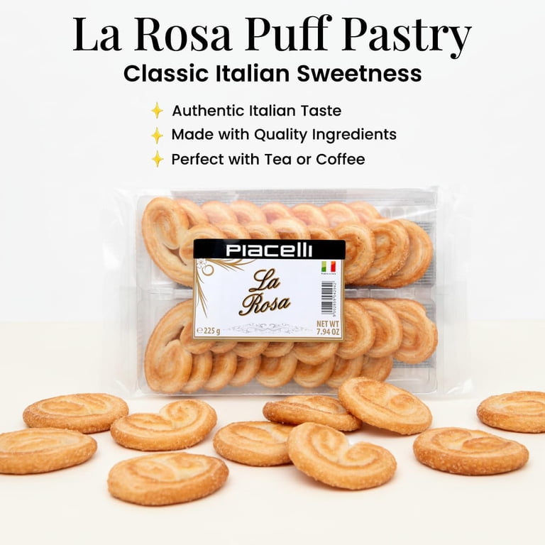 PIACELLI La Rosa Puff Pastry - Vegan Cream Puffs with Light Flaky