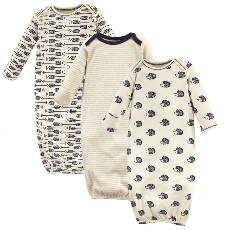 Touched by Nature Organic Cotton Gowns, 0-6 Months, Hedgehog, 3-Pack photo 1