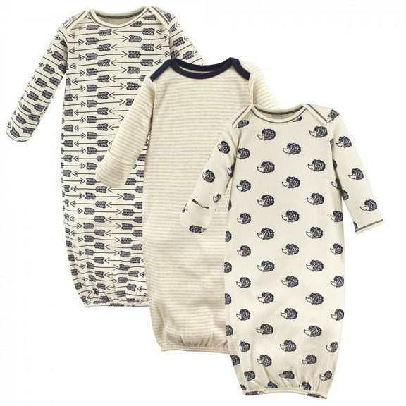 Touched by Nature Unisex Baby Organic Cotton Gowns, Hedgehog, Preemie/Newborn