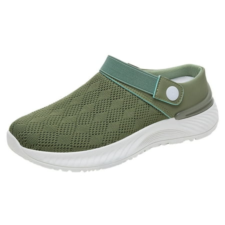 

DVKOVI Cute Shoes for Teen Girls Summer Breathable Slippers Half Slippers for Women Lazy Soft Soled Slip On Casual Shoes Platform Shoes for Women Women s Slip On Shoes Green 39