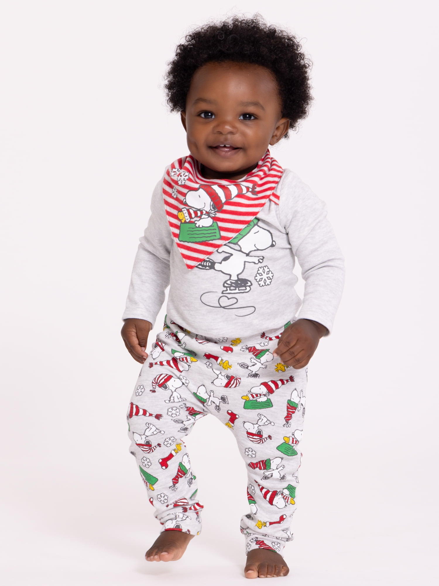 Character Infant Baby Holiday Take Me Home, Bib, Long-Sleeve Bodysuit, and Pants Outfit Set, 3-Piece Sizes Newborn-12 Months