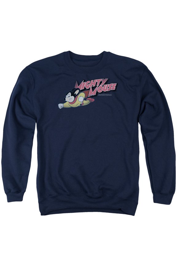 Mighty Mouse Mighty Retro Adult Crewneck Sweatshirt Navy