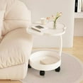 thumbnail image 2 of CNKOO Modern Rolling Side Table With 4-Leaf Top-Creamy Mobile End Table For Living Room 2-Tier Nesting Table With Wheels Sturdy Iron Frame, 2 of 6