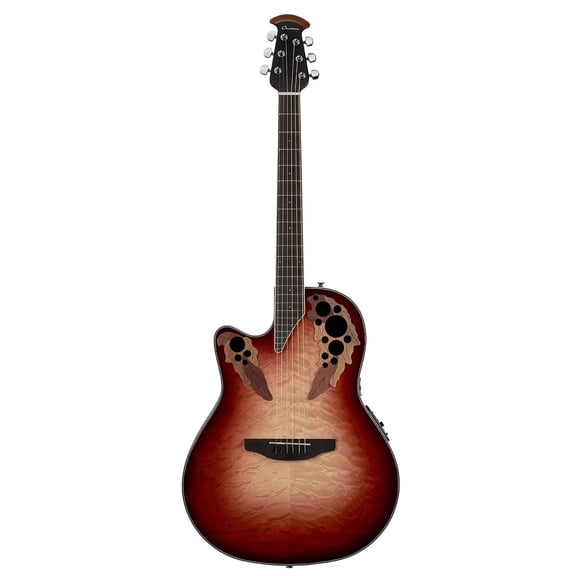 Ovation Celebrity Exotic Left Handed Guitar - Ruby Red Burst - CE44LX-1R