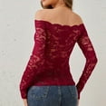 thumbnail image 5 of Otvok Womens Casual Long Sleeve Solid Lace Tops Ladies Off-The-Shoulder Blouse, 5 of 6