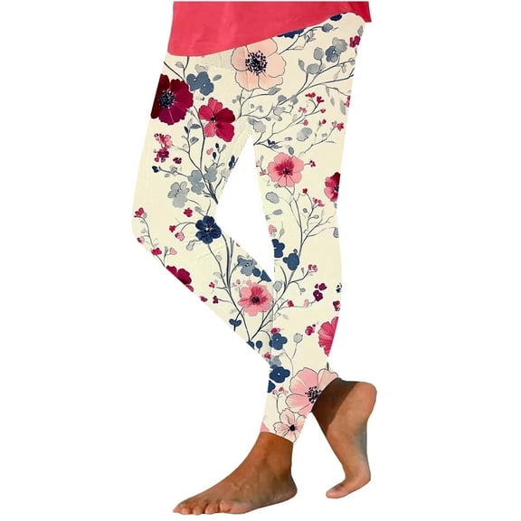 Mingw Compression Flower Yoga Leggings for Women Workout High Waist Tummy Control Yoga Pants Retrol Floral Trousers,Multicolor,3XL
