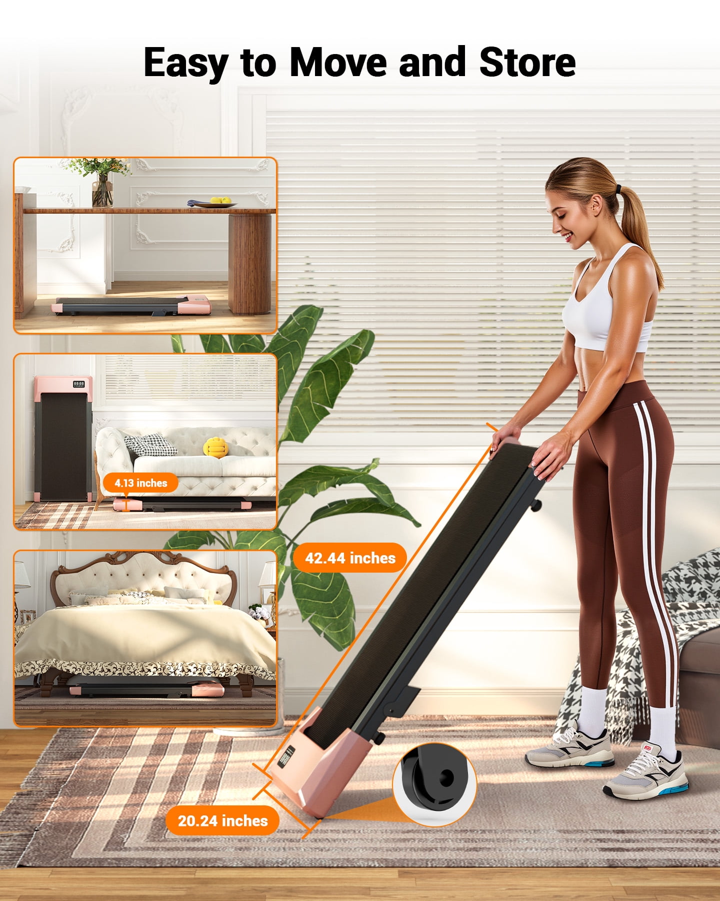 SSPHPPLIE Walking Pad with Incline, Under Desk Treadmill, 3 in 1 Portable Treadmills for Home with Remote Control LED Display, 2.5 HP Quiet Mini Treadmill for Office Home Use, 300 Lbs Capacity