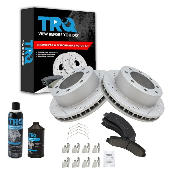TRQ Performance Coated Brake Rotor & Ceramic Pad Front Kit w/Chemicals BKA17531 Fits select: 1999-2004 FORD F250, 1999-2004 FORD F350