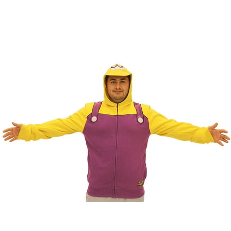 Nintendo Wario Adult Costume Zip Up Hoodie Sweatshirt