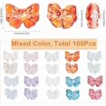 thumbnail image 2 of 1 caja de 100 cuentas de vidrio con forma de lazo, coloridas, transparentes, aleatorias, con forma de mariposa, con agujeros horizontales, cuentas espaciadoras sueltas., 2 of 6