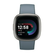 Fitbit Versa 4 GPS Calendar Function, Oximeter Silver Aluminum Case with Blue Watch Band, 1 Pack