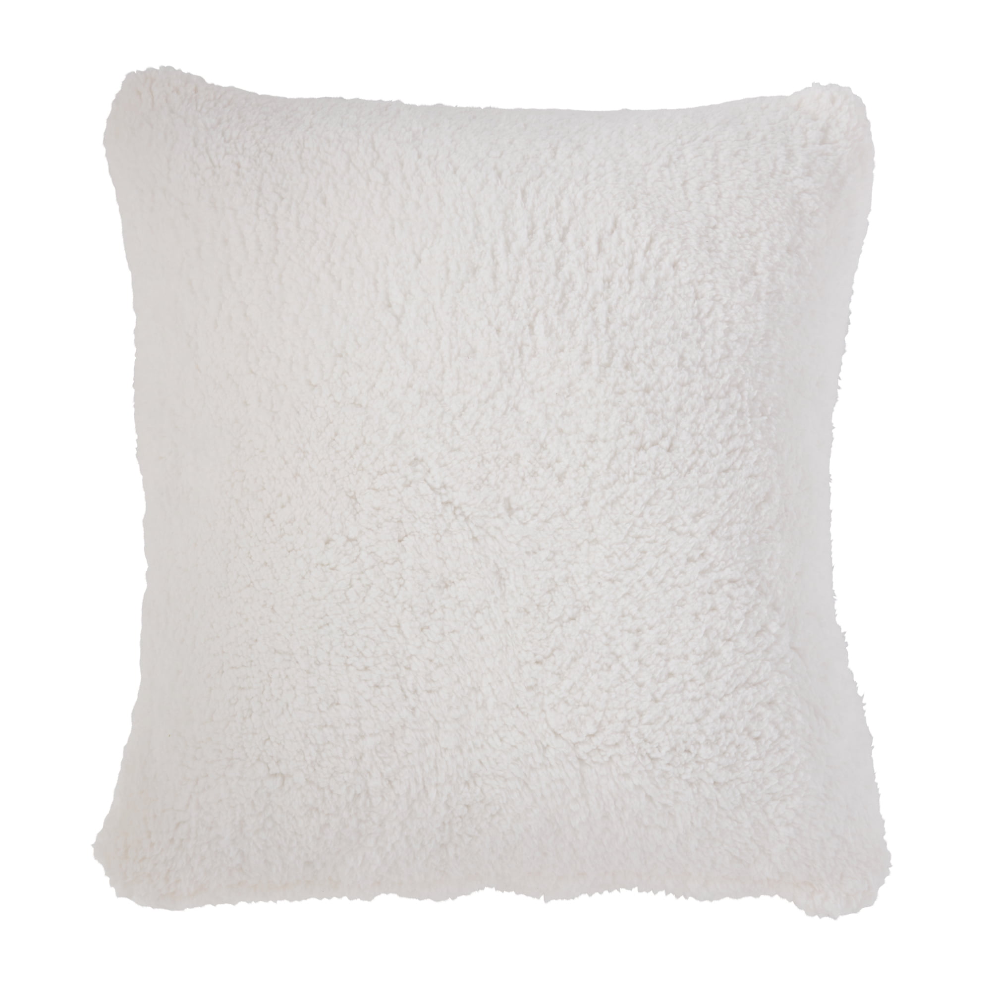 24" x 24" Sherpa Throw Pillow Cover in Snow
