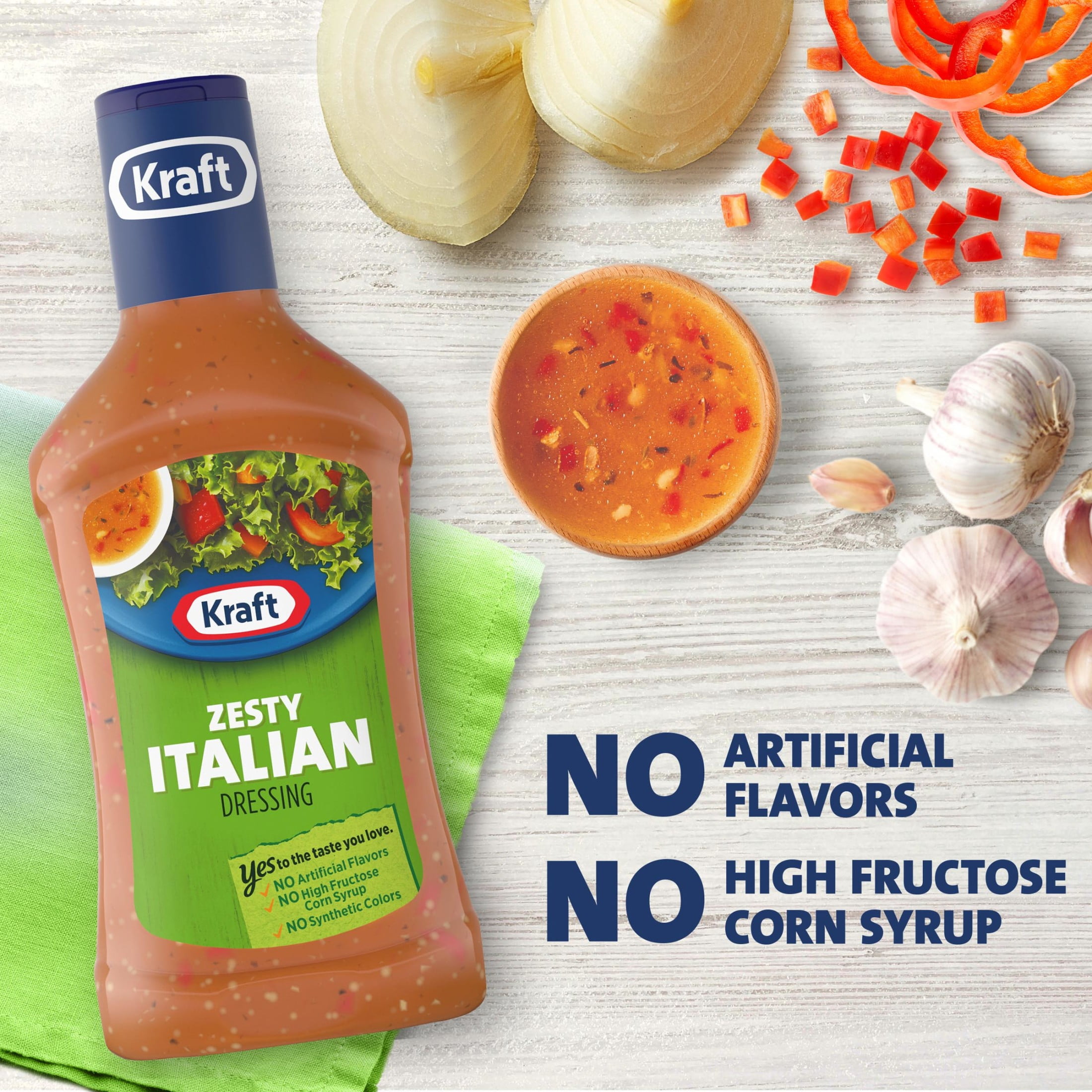 Kraft Zesty Italian Dressing, 16 fl oz Bottle