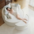 thumbnail image 5 of LEHZROAJ Oversized Chenille Upholstered Chaise Lounge Chair Indoor,Round Reading Chairs with 5 Pillows No Assembly Cloud Sleeper Sofa for Living Room(Beige), 5 of 10