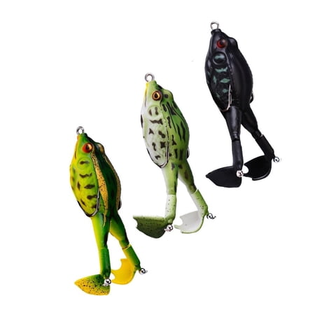 CEORPER 3Pcs Double Propeller Silicone Soft Baits Topwater Frogs Fishing Lures Artificial Baits Freshwater Baits Swimbait