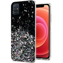 Compatible with Samsung A71 5g Case Clear Glitter Silicone, Phone Samsung Galaxy A71 5g Case Glitter Sparkle Pink Shockproof Thin Cover (Black)