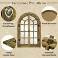 thumbnail image 5 of FRMALL Arched Mirror Window Mirrors for Wall Decor 20"x30" Wood Frame, Brown, 5 of 11