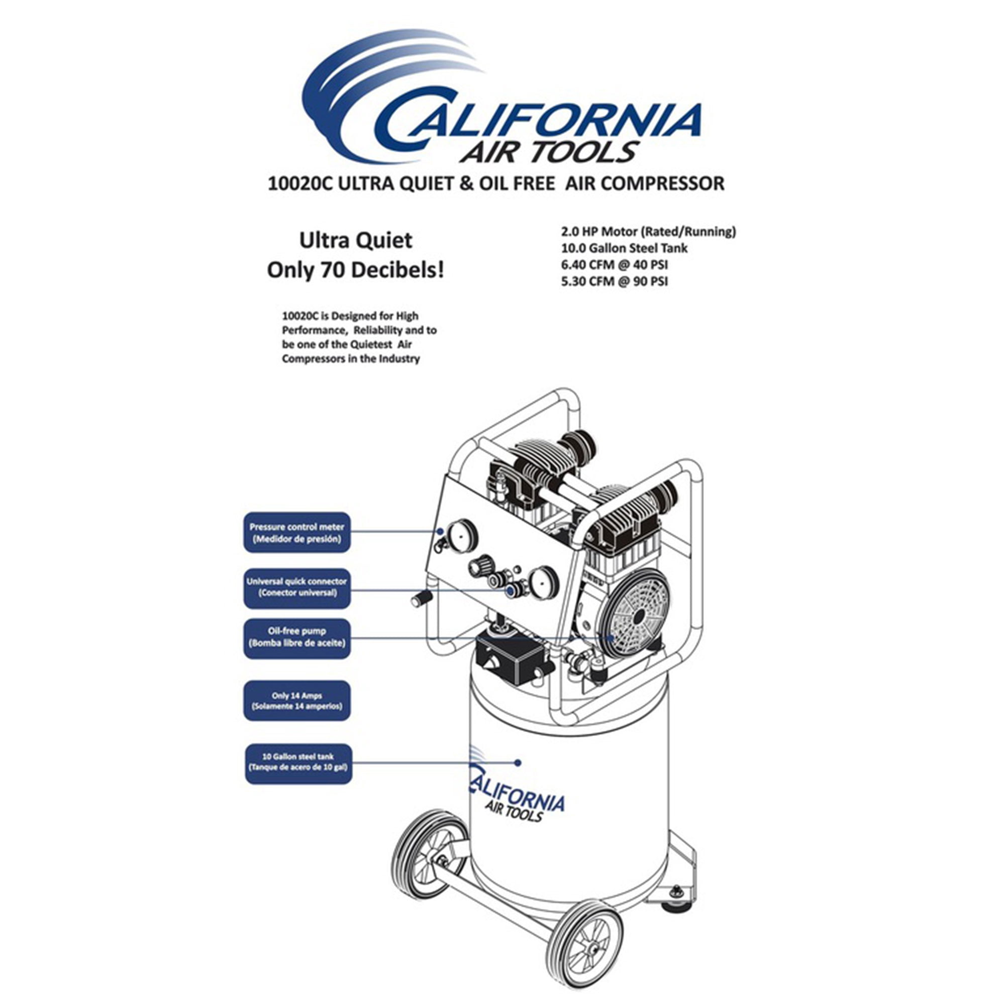 California Air Tools 10020C Ultra Quiet Oil Free Powerful Air Compressor