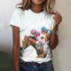 thumbnail image 2 of Tops de Ajuste Suelto para las Mujeres Sudadera Casual Impresa Manga Corta Cuello Redondo Superior, Poliéster, 2 of 6