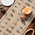 thumbnail image 3 of Ocean Fishhooks Table Runner 72 Inches, Vintage Coastal Fishing Pattern Brown Bed Runner Dresser Scarves Tabletop for Indoor Outdoor Parties/Ceremony/Banquet, 18" x 72", 3 of 8