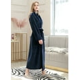 thumbnail image 5 of Robes for Women, LOFIR Long Womens Robes, Soft Fluffy Fleece Bath Robe with Front Pocket, Winter Warm Plush Lapel Women's Robes, Adjustable Belt, Dark Blue, S/M, 5 of 7
