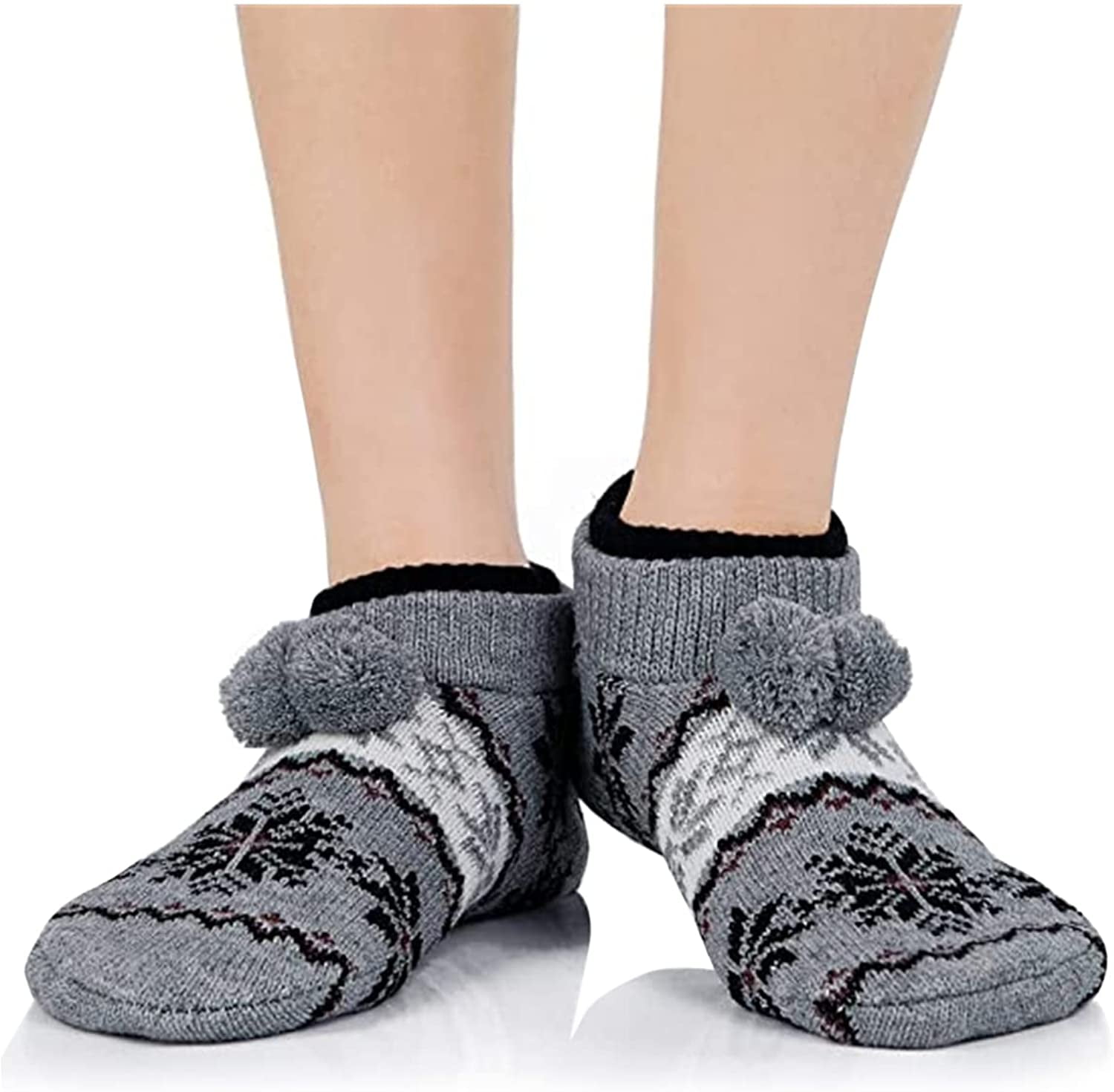 Zando Womens Cute Christmas Socks Warm Fuzzy Slipper Socks Cozy Non