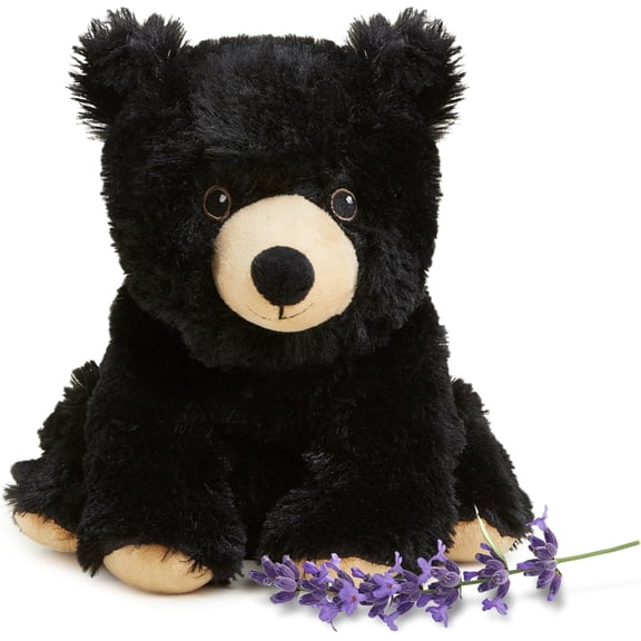 warmies 13" Black Bear Stuffed Animal, Microwavable Heated Plushies and Weighted Soft Plush Toys