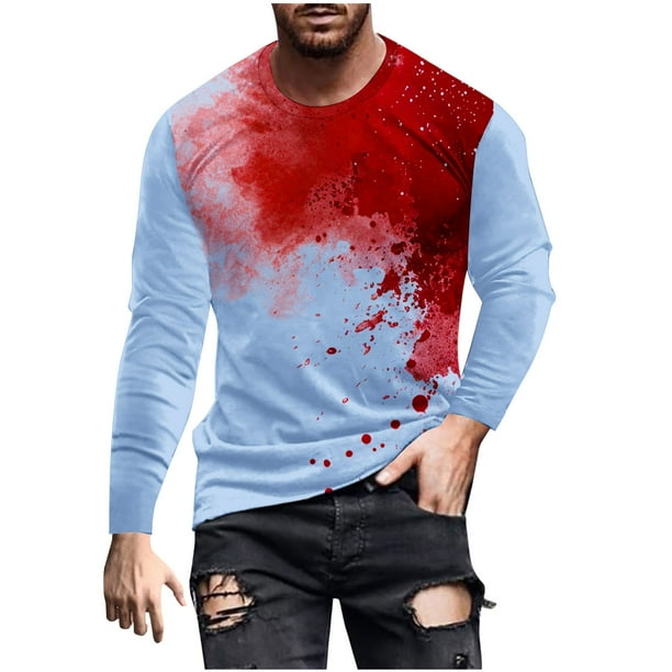 Blusas y camisas de manga larga y cuello redondo para hombre, camisetas casuales con estampado de moda y cuello redondo, blusas de licra de manga corta para hombre.