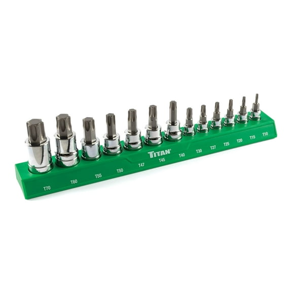 Juego de enchufes Torx Bit Titan 85532 de 13 piezas con organizador magnético