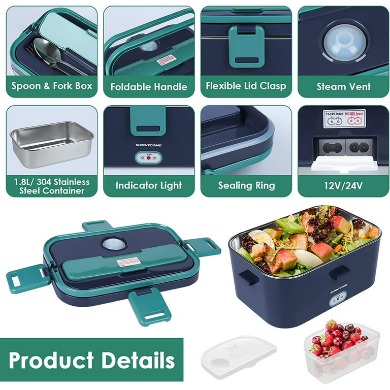 VANEME Electric Lunch Box, 3 in 1 Heated Lunch Box for Adults