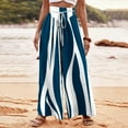 thumbnail image 1 of Pants for Women, Womens Fashionable Striped Printed Drawstring Wide Leg Pants, 1 of 5