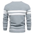 thumbnail image 4 of Men's Crew Neck Knit Sweater Long Sleeve Striped Pullover Casual Polyester Top, 4 of 5