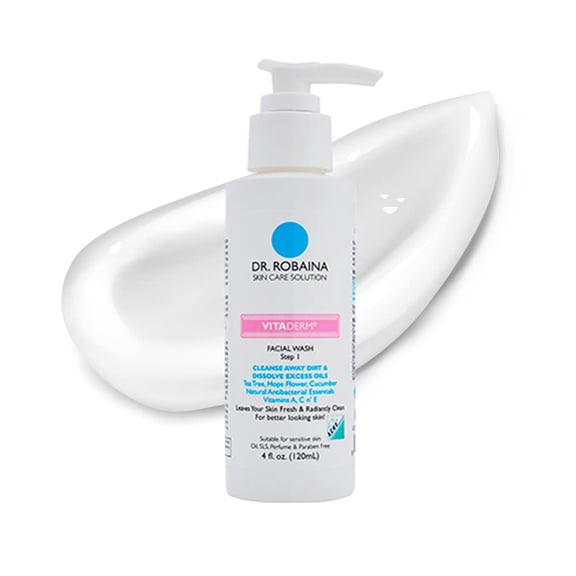 Dr. Robaina Skin Care Solution VITADERM Facial Wash Step 1. Aloe Vera, Hops & Cucumber 4 fl. Oz (120ml)