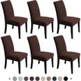 thumbnail image 1 of Chair Covers for Dining Room 6 Pack, Solid Stretch Dining Chair Covers, Washable Kitchen Slip Covers, (Brown, 6 Pack), 1 of 5