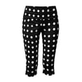 thumbnail image 6 of HomeDM Polka Dot Capri Leggings for Women Side Slit Hem Lounge Pants Black Knee Length Slim Fit Cropped Size 2XL, 6 of 7