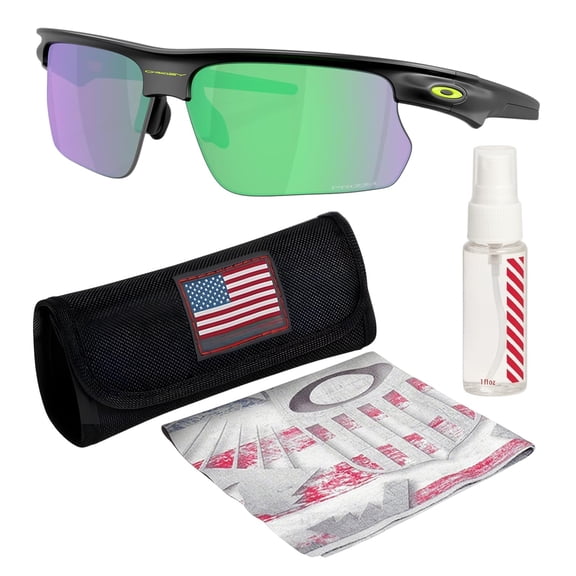 Oakley OO9400 Bisphaera Rectangle Shaped Non-Polarized Sunglasses for Men & Women - Includes Official Eyewear Kit - Matte Black Frame with Prizm Road Jade Lens