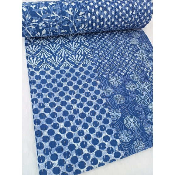 Beautiful Floral Handmade Kantha Quilt Unique Design Handmade Kantha Quilted Bedding Bedspread Handblock Print Throw Blanket Well-Looking