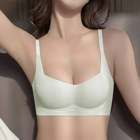 Pavied Minimizer Bras Feelingirl Bra Wireless Bras Women s Seamless Thin Small Breasts Gather And Support To Sagging Soft Support No Ring Breast Holding Bra Seamless Bras Womens Bras Green S