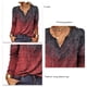 thumbnail image 4 of Blusa de manga larga,Blusa informal con cuello en V y muescas para mujer Top estampado para mujer Top de línea, 4 of 5