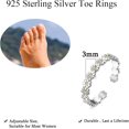 thumbnail image 2 of shiyou-1-2 Pcs Toe Rings for Womens 925 Sterling Silver Adjustable Cubic Zirconia Daisy Flower Open Cuff Simple Toe Ring Set Beach Foot Jewelry for Summer, 2 of 4