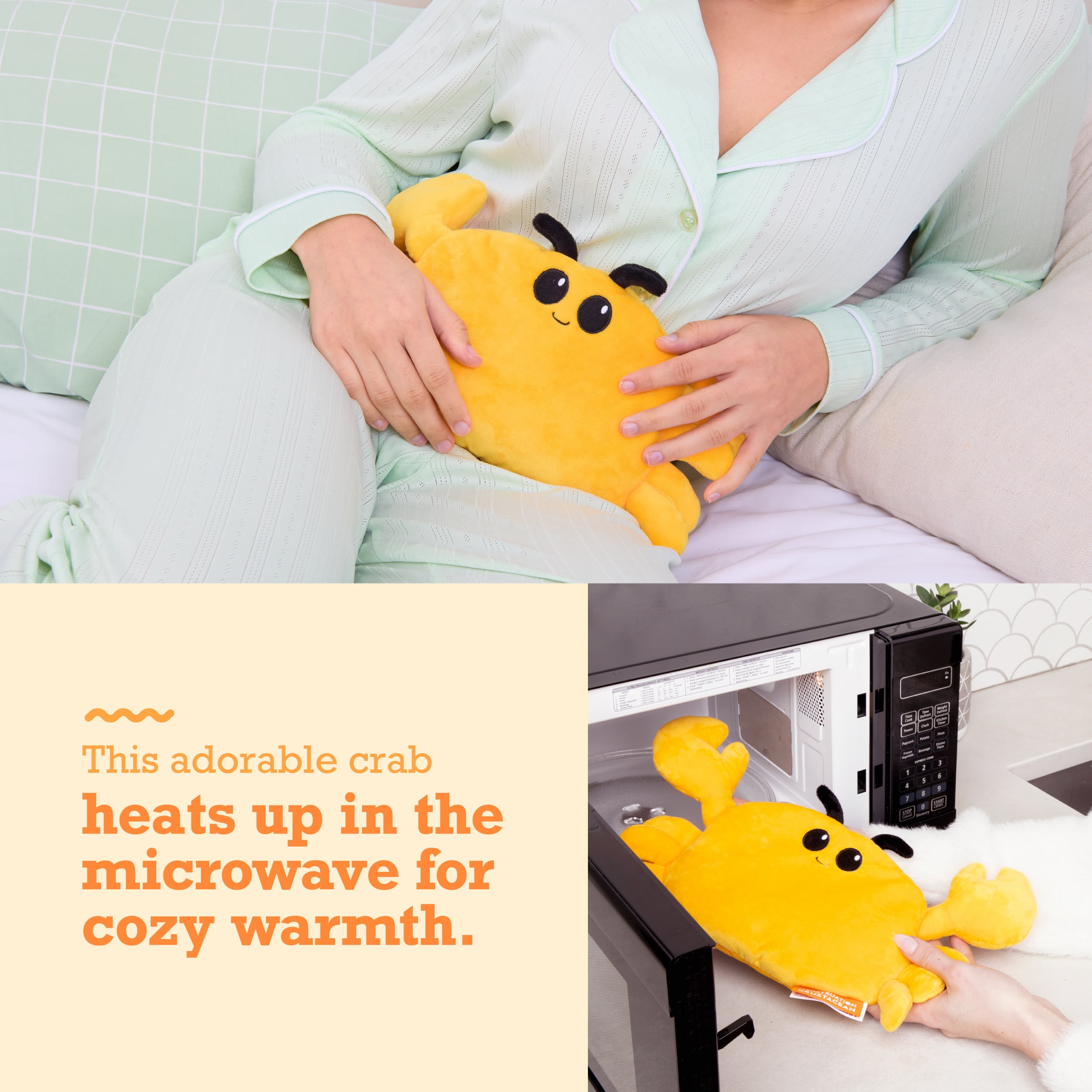 Happy Helpers Menstruation Crustacean Crab, Microwaveable Heating Pad for Cramps, Gifts for Teens