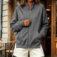 thumbnail image 6 of Ghalytn Women's Fleece Lined Full Zip Jacket Stand Collar Long Sleeve Casual Sweatshirt Coat with Pockets, 6 of 9