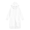 thumbnail image 7 of Women's Zip‑Up Hooded Long Cardigan, Drawstring‑Adjustable Hood, Full‑Zip and Side‑Slit Pockets, Ribbed Sleeve Cuffs, Loose‑Fit Neighborhood‑Walk Outerwear White M, 7 of 7