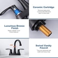 thumbnail image 3 of WOWOW 4 in. Centerset Double Handle 3 Holes High Arc Bathroom Faucet with Pop-Up Drain, 3 of 7