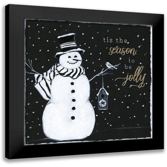 Swatland, Sally 12x12 Black Modern Framed Museum Art Print Titled - Tis the Season Snowman