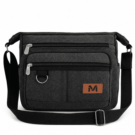 Canvas Messenger Bag for men, Vintage Shoulder Bag, Casual Commuter Work Bag, unisex, Black
